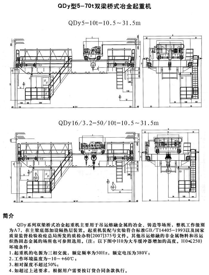 QDY型雙梁橋式冶金起重機